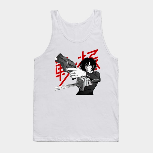 Japanese Vaporwave Samurai Girl Tank Top by OWLvision33